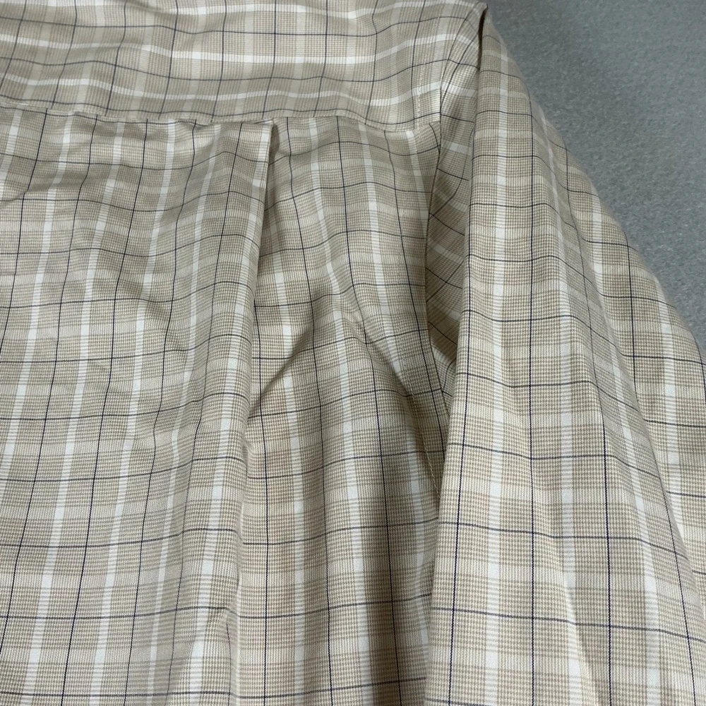 Pronto Uomo Mens XXL Tan Plaid Non-Iron Cotton Long Sleeve Dress Shirt Button Up